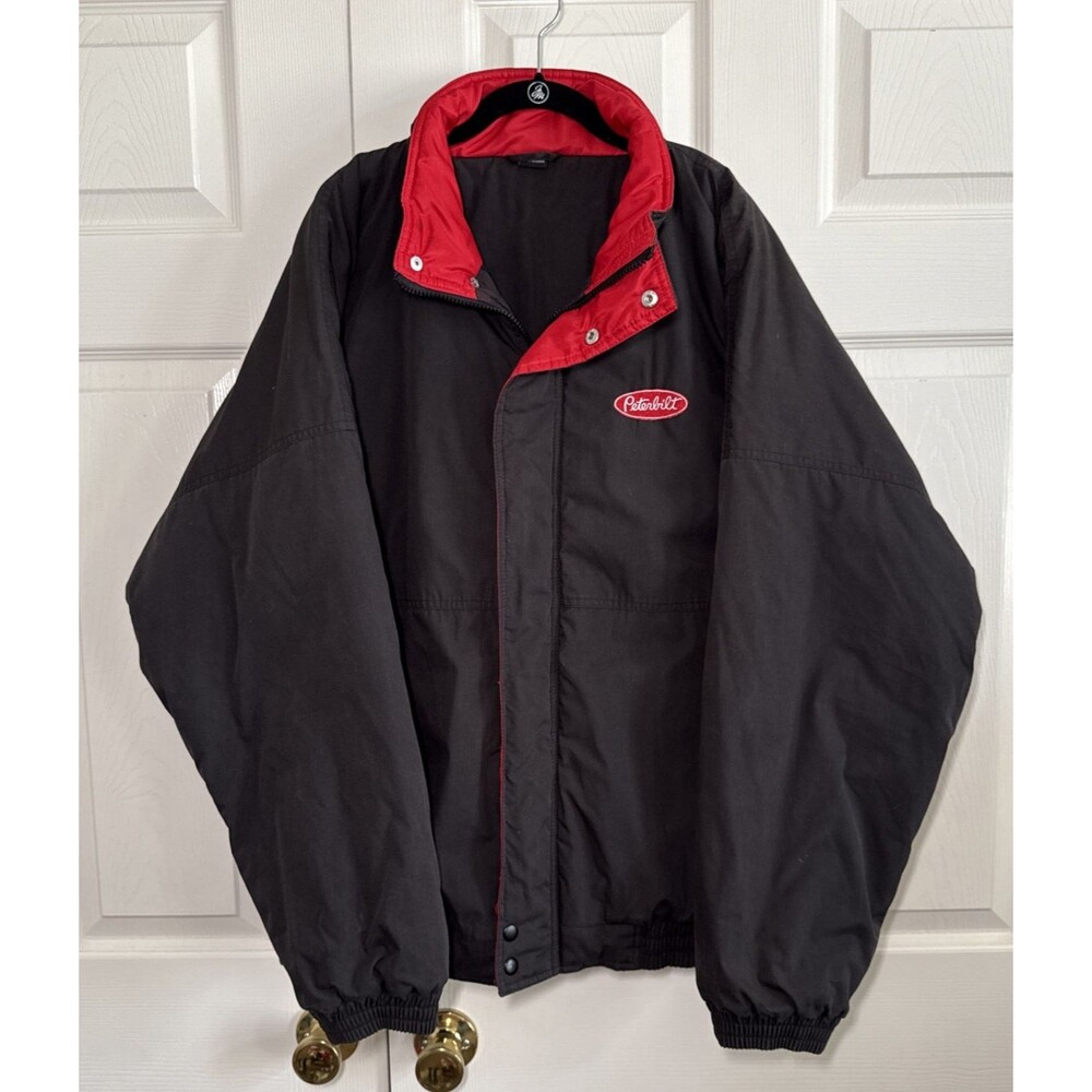 Licensed Peterbilt Semi Truck Trucker Black Lightweight Jacket Coat Sz XL